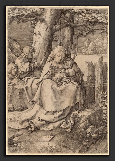 Lucas van Leyden (Netherlandish, 1489-1494 - 1533), The Virgin and Child with Two Angels, 1523, engraving