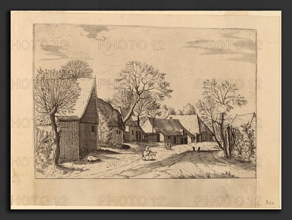 Johannes and Lucas van Doetechum after Master of the Small Landscapes (Dutch, active 1554-1572; died before 1589), Farms and Shed, published 1559-1561, etching retouched with engraving