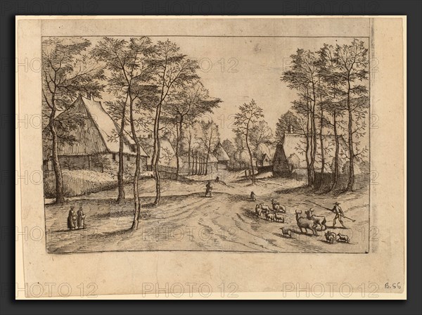 Johannes van Doetechum, the Elder and Lucas van Doetechum after Master of the Small Landscapes (Dutch, died 1605), Village Street, published 1559-1561, etching retouched with engraving