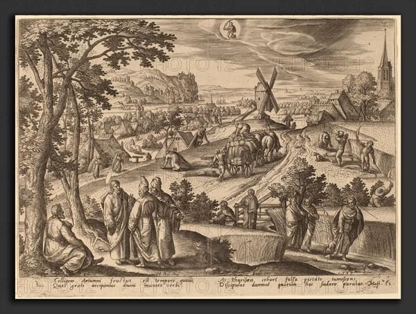Adriaen Collaert after Hans Bol (Flemish, c. 1560 - 1618), "A group of Pharisees swelling with false pride cursed the disciples" (Virgo), 1585, engraving