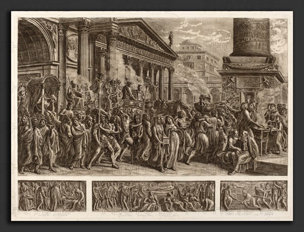 Luigi Ademollo (Italian, 1764 - 1849), The Ashes of Trajan Carried in a Triumphal Procession, etching and aquatint on laid paper