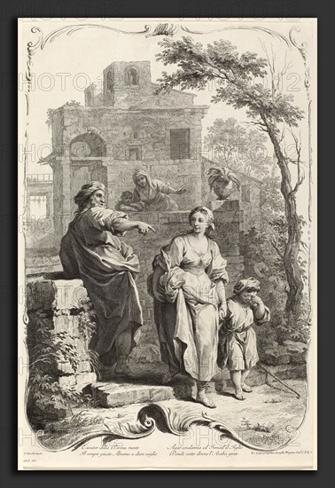 Joseph Wagner (publisher) after Giuseppe Zocchi (German, 1706 - 1780), Abraham Dismissing Hagar, c. 1745, etching and engraving on laid paper