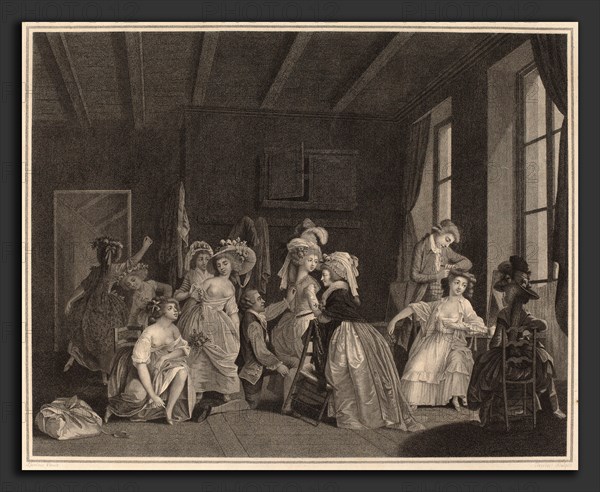 Salvatore Tresca after Nicolas Lavreince (Italian, probably 1750 - 1815), The Preparations for the Ballet, 1782, stipple and etching