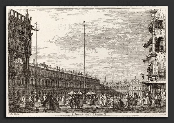 Canaletto (Italian, 1697 - 1768), Le Procuratie niove e S. Ziminian V. [upper right], c. 1735-1746, etching on laid paper