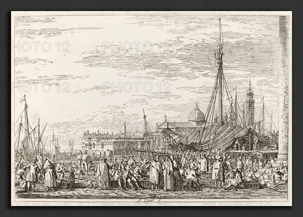 Canaletto (Italian, 1697 - 1768), The Market on the Molo [upper left], c. 1735-1746, etching on laid paper