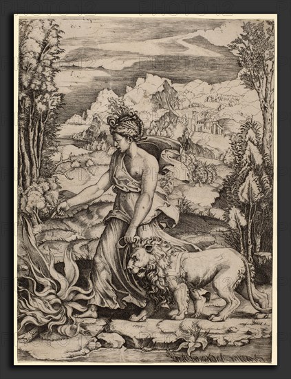 Marco Dente (Italian, c. 1493 - 1527), Fortitude, engraving