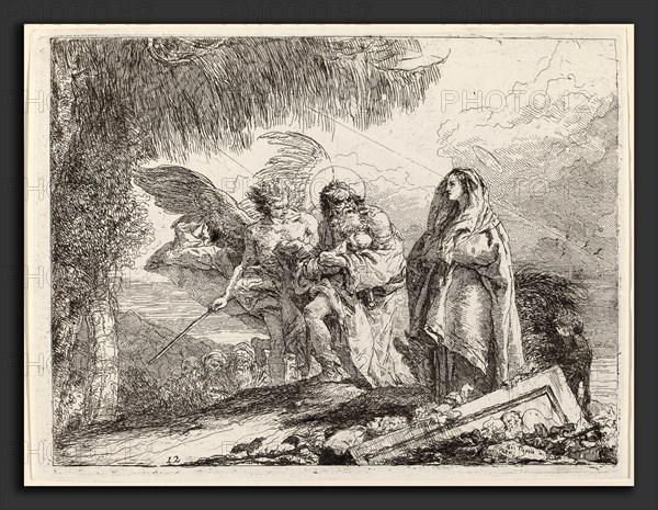 Giovanni Domenico Tiepolo (Italian, 1727 - 1804), The Flight, Holy Family Walking with Angel, published 1753, etching
