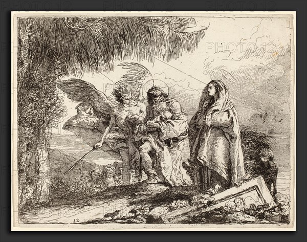 Giovanni Domenico Tiepolo (Italian, 1727 - 1804), The Flight, Holy Family Walking with Angel, published 1753, etching