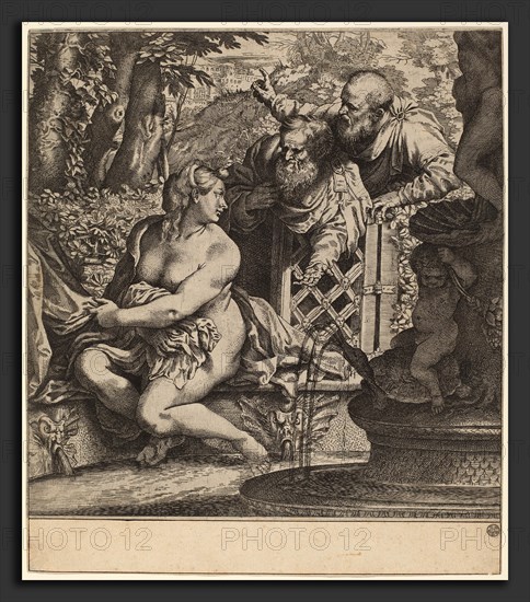 Annibale Carracci (Italian, 1560 - 1609), Susanna and the Elders, 1590-1595, etching and engraving on laid paper