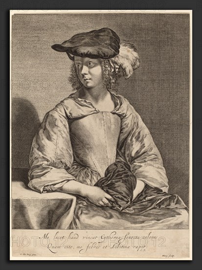 Hendrick Bary after Gerard ter Borch the Younger, Girl in a Plumed Hat, Dutch, c. 1640 - 1707, engraving
