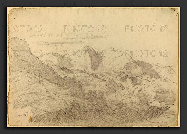 Adrian Ludwig Richter (German, 1803 - 1884), The Sabine Hills and Rocca Santo Stefano Seen from Civitella, c. 1824, graphite on wove paper
