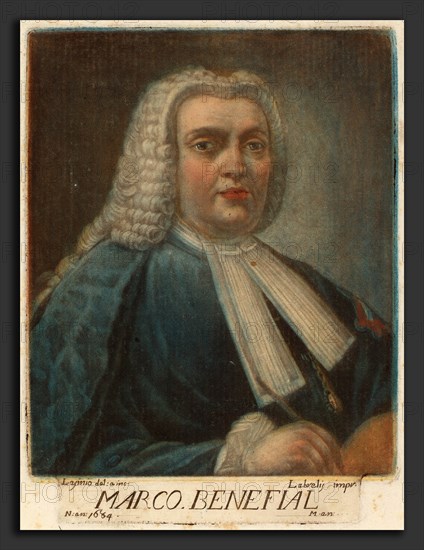 Carlo Lasinio (Italian, 1759 - 1838), Marco Benefial, color mezzotint