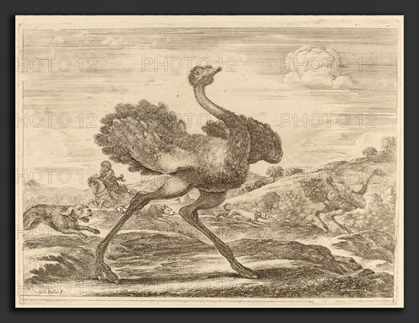 Stefano Della Bella (Italian, 1610 - 1664), Ostrich Hunt, etching on laid paper [restrike]
