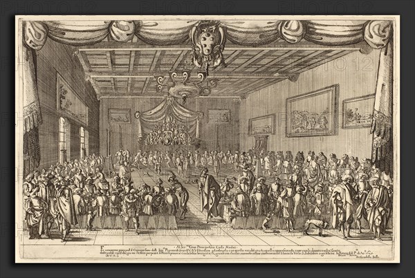 Stefano Della Bella (Italian, 1610 - 1664), The Banquet of the Piacevoli, 1627, etching on laid paper [restrike]