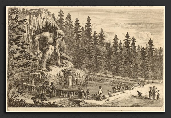 Stefano Della Bella (Italian, 1610 - 1664), Colossal Statue of the Apennines, probably 1653, etching on laid paper [restrike]