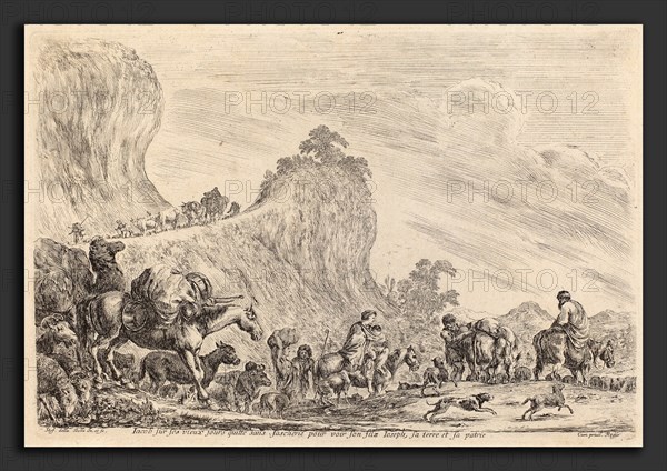 Stefano Della Bella (Italian, 1610 - 1664), The Departure of Jacob to Egypt, probably 1647, etching