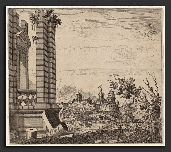 Attributed to Antonio Francesco Lucini (Italian, born c. 1610), Landscape with Ruins, 17th century, etching and engraving on laid paper