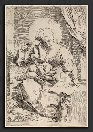 Simone Cantarini (Italian, 1612 - 1648), The Virgin and Child with a Bird, etching