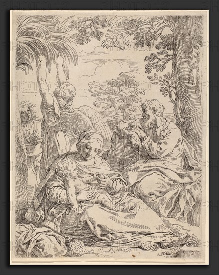 Simone Cantarini (Italian, 1612 - 1648), The Rest on the Flight into Egypt, etching