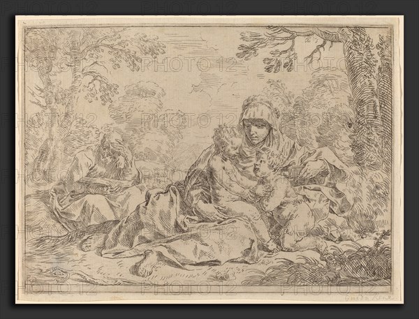 Simone Cantarini (Italian, 1612 - 1648), The Holy Family, etching