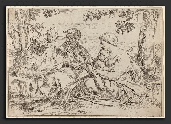 Simone Cantarini (Italian, 1612 - 1648), The Holy Family, etching