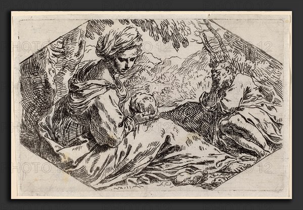 Simone Cantarini (Italian, 1612 - 1648), The Rest on the Flight into Egypt, etching
