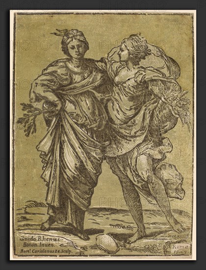 Bartolomeo Coriolano after Guido Reni (Italian, active 1627-1653), Alliance of Peace and Abundance, 1627, chiaroscuro woodcut