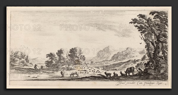 Stefano Della Bella (Italian, 1610 - 1664), Landscape with Shepherd Guarding his Flock, in or before 1647, etching