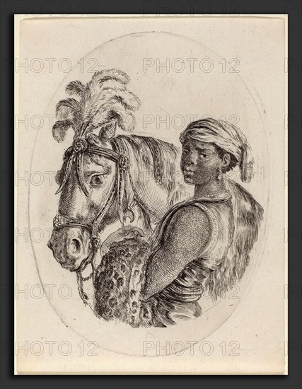 Stefano Della Bella (Italian, 1610 - 1664), Black Groom with an Arabian Horse, 1649-1650, etching on laid paper