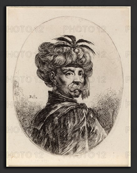 Stefano Della Bella (Italian, 1610 - 1664), Moor in a Turban Trimmed with Five Feathers, 1649-1650, etching on laid paper