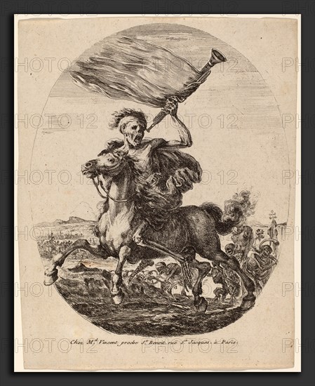 Stefano Della Bella (Italian, 1610 - 1664), Death of Horseback, probably 1648, etching and engraving