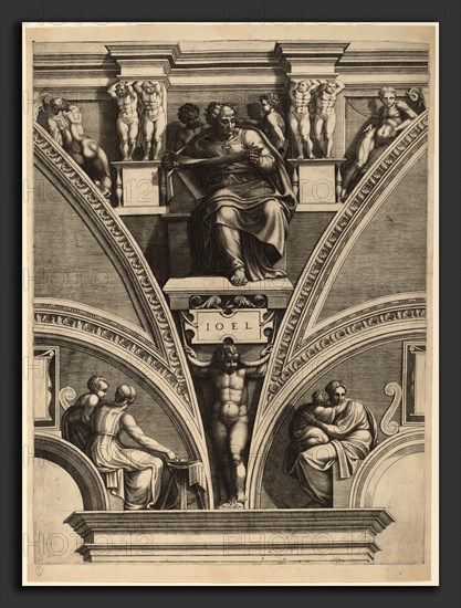 Giorgio Ghisi after Michelangelo (Italian, 1520 - 1582), The Prophet Joel, early 1570s, engraving on laid paper