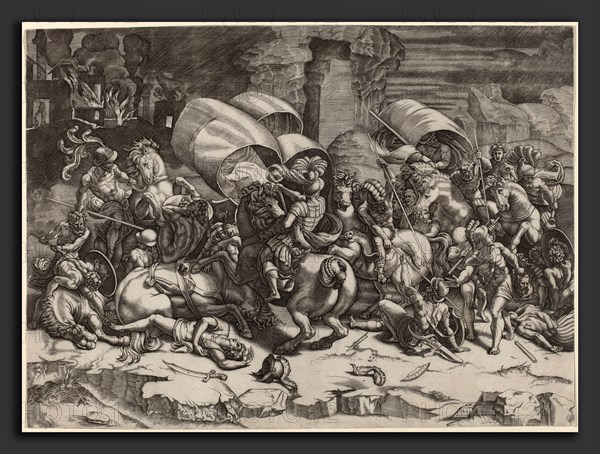 Agostino dei Musi after Raphael (Italian, c. 1490 - 1536 or after), The Battle with the Cutlass, engraving
