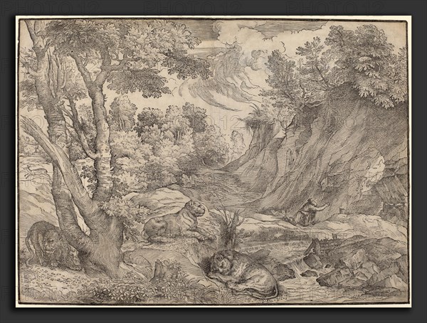 NiccolÃ² Boldrini after Titian (Italian, 1510 - 1566 or after), Saint Jerome in the Wilderness, c. 1530, woodcut on laid paper