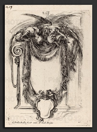 Stefano Della Bella (Italian, 1610 - 1664), Cartouche Suspended from Corpses, 1647, etching