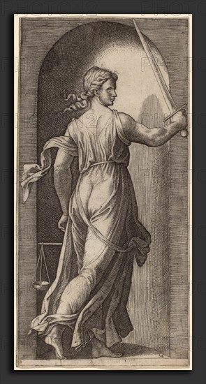 Marcantonio Raimondi after Raphael (Italian, c. 1480 - c. 1534), Justice, engraving