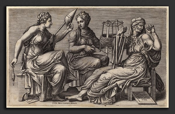 Giorgio Ghisi after Giulio Romano (Italian, 1520 - 1582), The Three Fates, 1558, engraving on laid paper