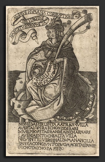 after Baccio Baldini, Delphian Sibyl, early 15th century, engraving