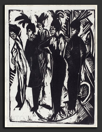 Ernst Ludwig Kirchner, Five Tarts (FÃ¼nf Kokotten), German, 1880 - 1938, 1914, woodcut on blotting paper