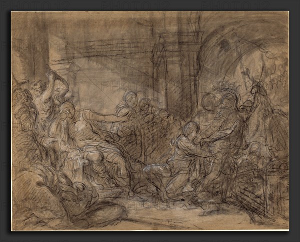 Gabriel François Doyen (French, 1726 - 1806), Brutus Condemning His Sons to Death, c. 1760, black chalk and white chalk with stumping