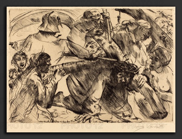 Lovis Corinth, Christ Bearing the Cross (Kreuztragung), German, 1858 - 1925, 1916, drypoint in black on wove paper