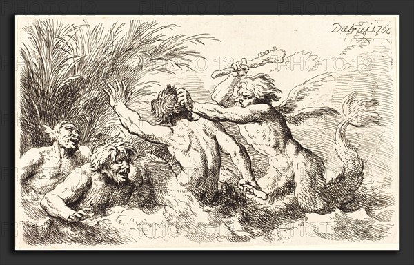 Christian Wilhelm Ernst Dietrich (German, 1712 - 1774), Battling Tritons, 1763, etching and engraving on laid paper
