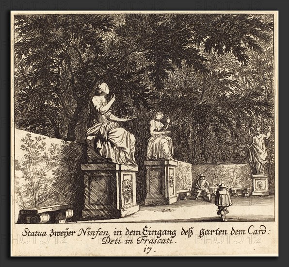Melchior KÃ¼sel after Johann Wilhelm Baur (German, 1626 - 1683), Gardens, Cardinal Deti, Frascati, 1681, etching