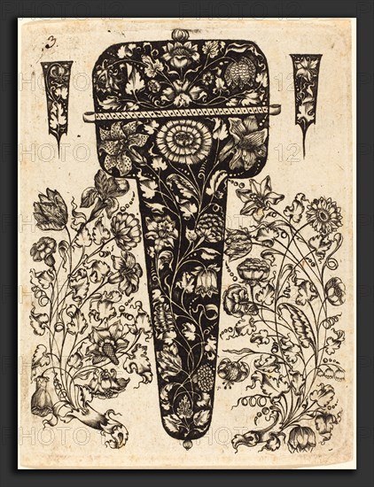 Johannes Hanias (German, active 1650-1654), Pendant Embellished with Flowers, engraving