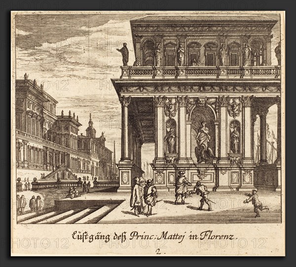 Melchior KÃ¼sel after Johann Wilhelm Baur (German, 1626 - 1683), Palace, Florence, 1681, etching