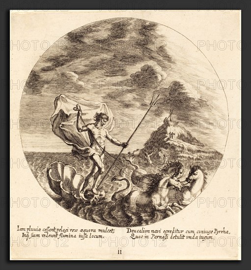 Georg Andreas Wolfgang, the Elder (German, 1631 - 1716), Deucalion and Pyrrha Land on Parnassus, 1665, etching on laid paper