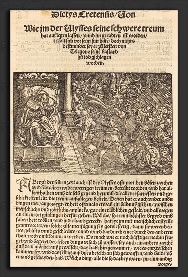 Hans Weiditz, II (German, 1500 or before - c. 1536), Page from Troianischen Kreig - Ausberg, 1536, woodcut