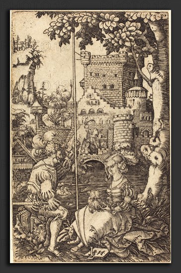 Master NS (German, active first half 16th century), Knight and Lady, engraving
