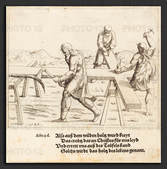 Augustin Hirschvogel (German, 1503 - 1553), The Preparation of the Cross, 1548, etching