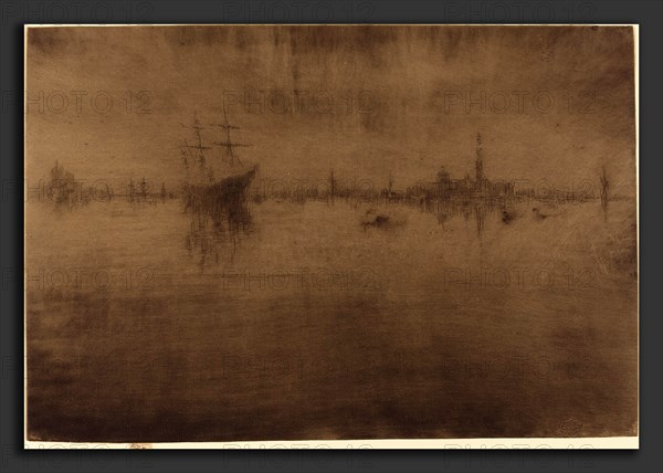 James McNeill Whistler (American, 1834 - 1903), Nocturne, 1879-1880, etching and drypoint in dark brown on off-white laid paper